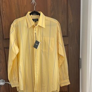 Nautica Men's Yellow Shirt with Subtle Stripes